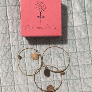 Alex And Ani 3 Adustable Bracletes